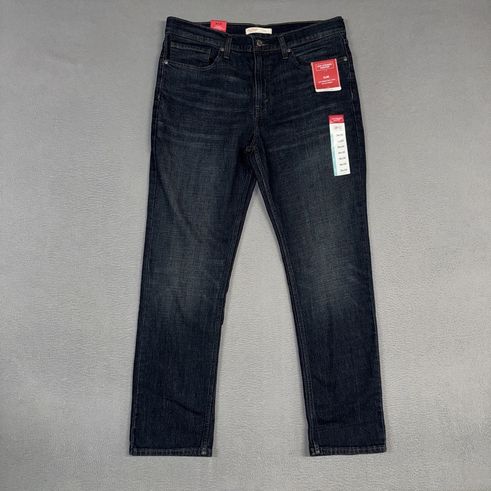 Signature Levis Jeans Mens 36x30 Blue Slim Ultimate Flex Stretch Denim NWT New